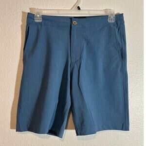 Men's Size 32 Blue Shorts Flat Front Bermuda Hybrid Swim Trunks Sporty Preppy